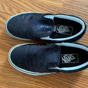 Women’s black sequin vans